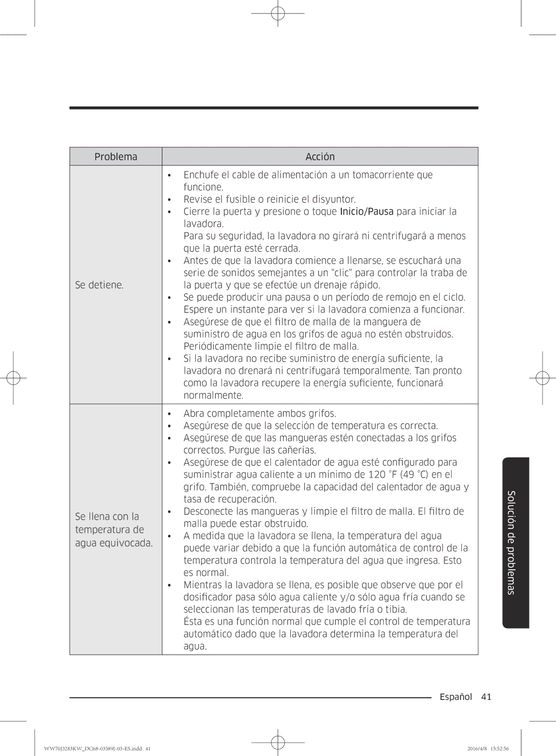 Samsung WW60J3287LW/GG, WW70J3283KW/GG manual Español  